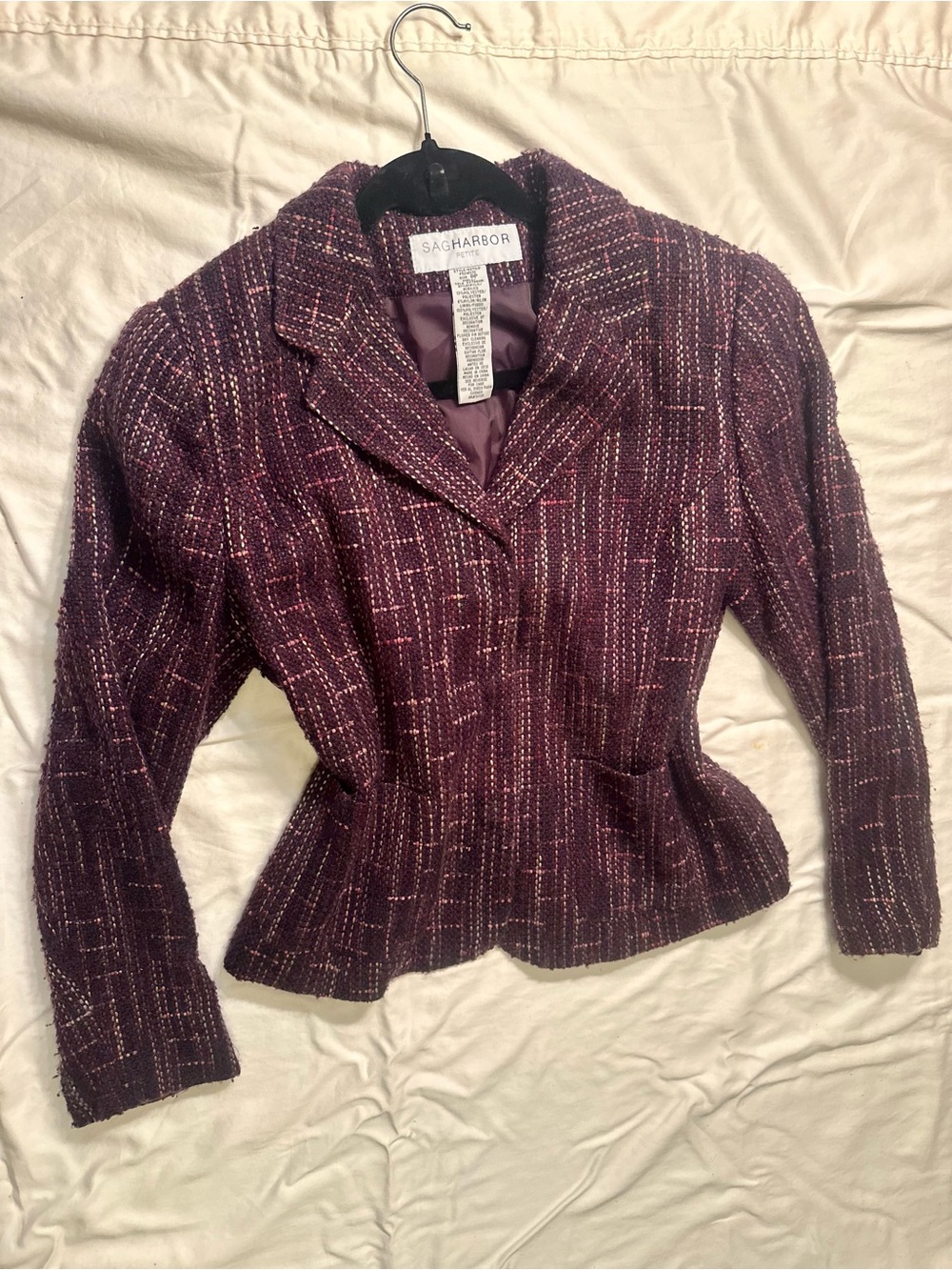 Sag Harbor Plum Tweed Peplum Blazer
